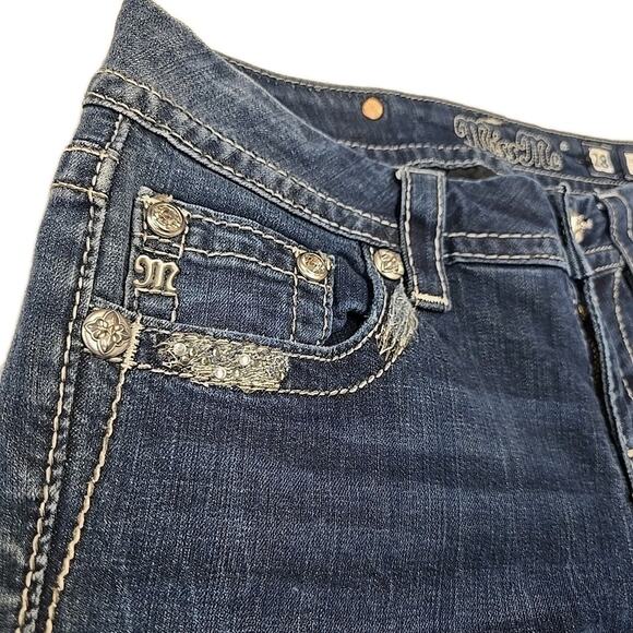 Miss Me Womens Signature Boot Jeans Sz 28 Flap Pocket Bling Embroidered Y2K - Picture 6 of 13